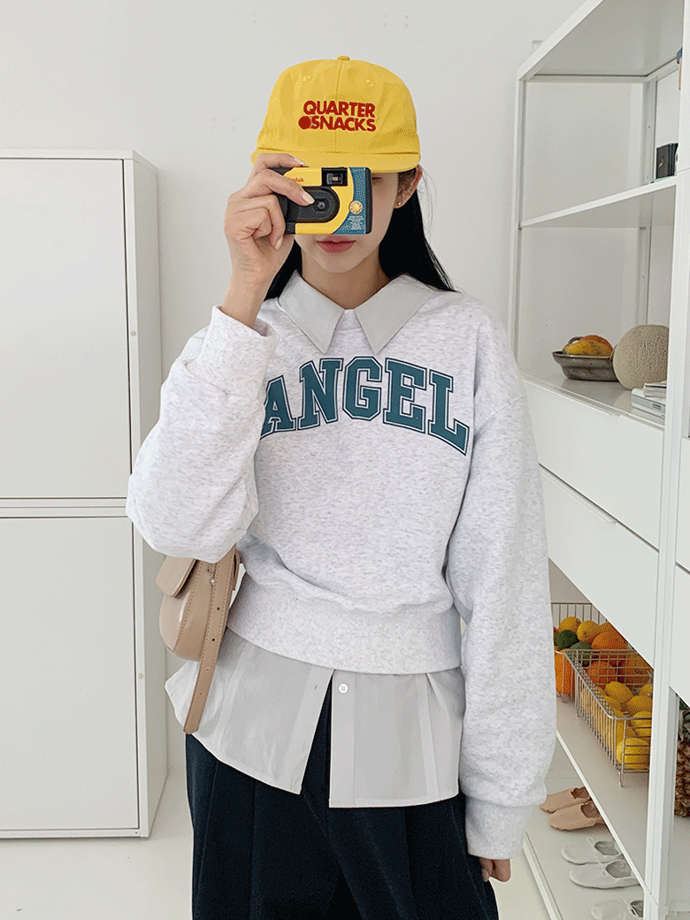 엔젤 맨투맨 (3color) - 봄신상 , 크롭핏 , 캐주얼룩 ♥