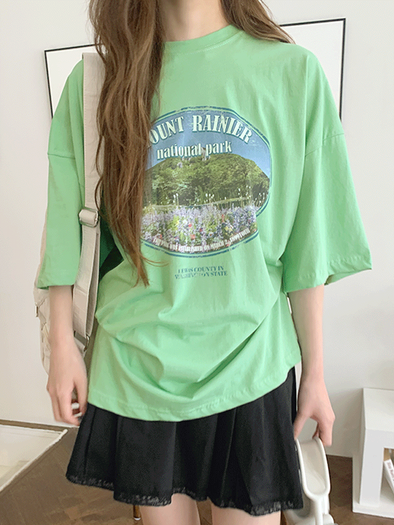 [오늘도착] 마운틴 반팔 티셔츠 (3color) - 얇은 코튼 소재 , 루즈핏 ♥