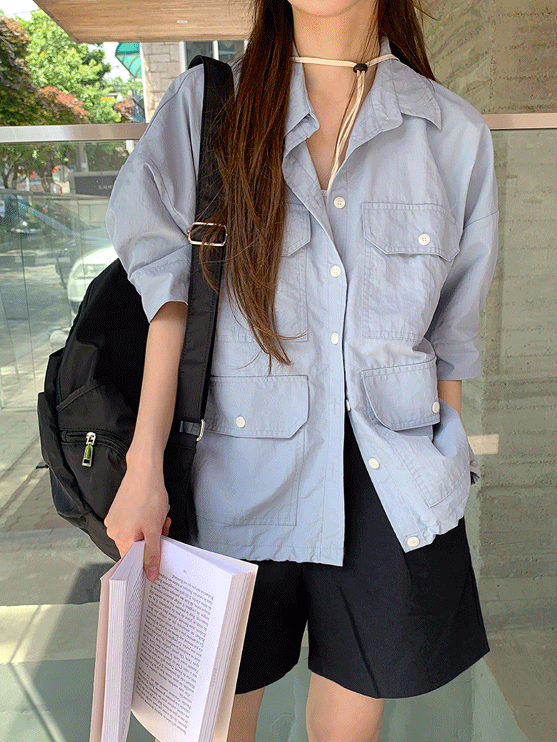 라비 나일론 셔츠 자켓 (2color) - 시원한 소재 , 데일리룩 , 반팔 자켓 ♥