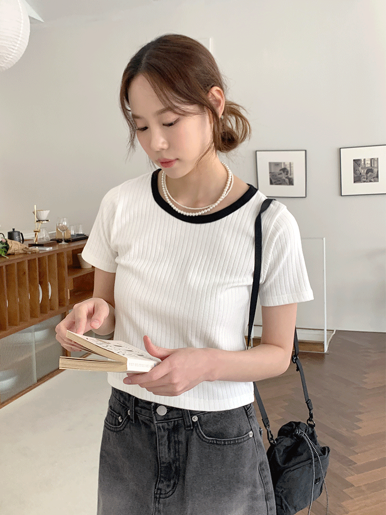 마로 반팔 티셔츠 (3color) - 세미크롭 , 예쁜 기장감 ♥